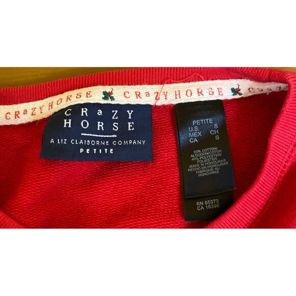 Crazy Horse Petite S Red Cotton/Polyester Long Sleeve Angel Embroidered Sweater - Picture 3 of 4